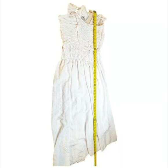 And Now This! White Dress Elastic Ruffle Sundress Strechy Smocked BOHO  Large - Picture 9 of 9
